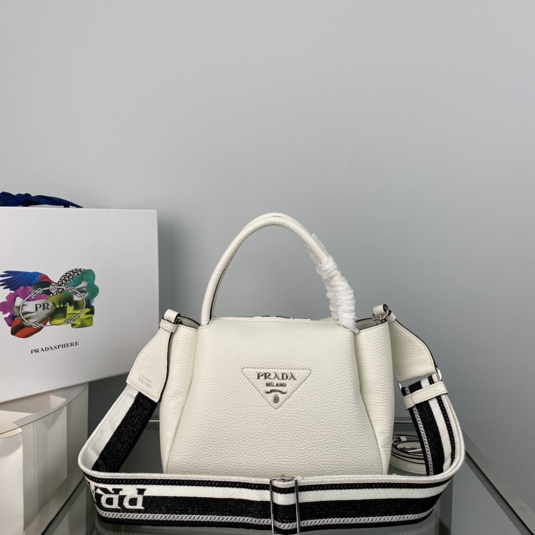 Prada Small Leather Shoulder Bag Handbag White 1BC145